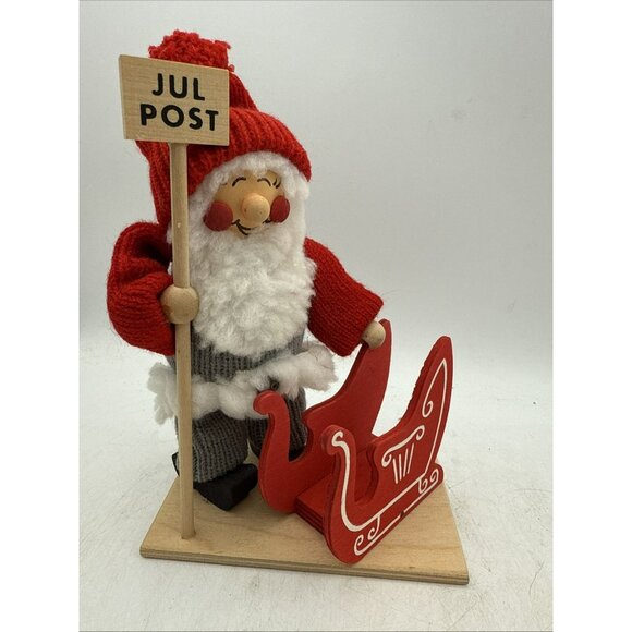 Ljungstroms  Swedish Tomte Santa #8530 Christmas Elf Red Sled Scandinavian - Picture 1 of 6